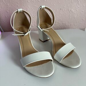 Elegant White Block Heel Sandals